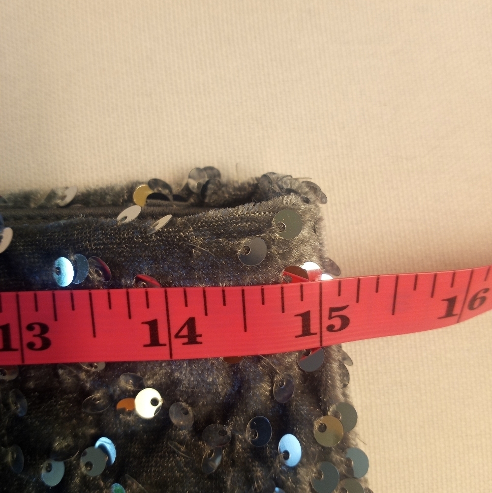 Madden NYC Sequined Grey Stretch Side Slit Whimsigoth Fairycore Maxi Skirt M - Picture 5 of 8